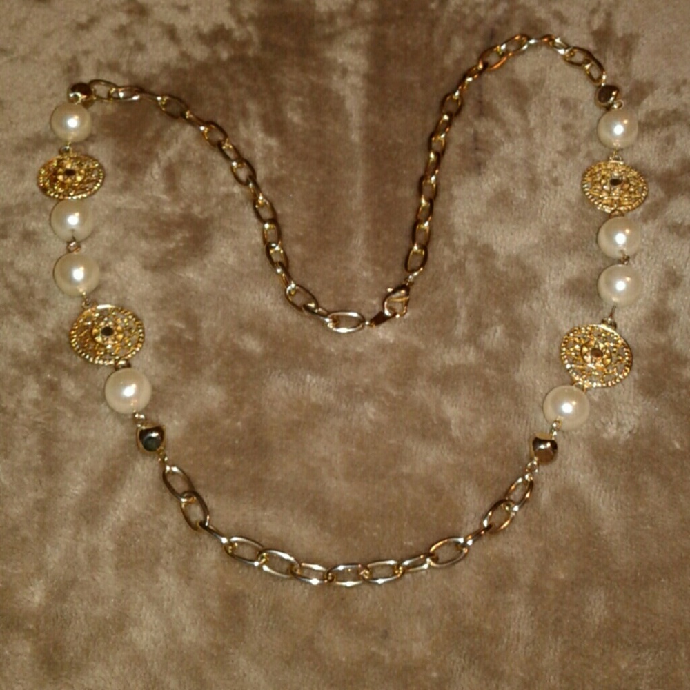 Fashion Necklace Golden/Pearls